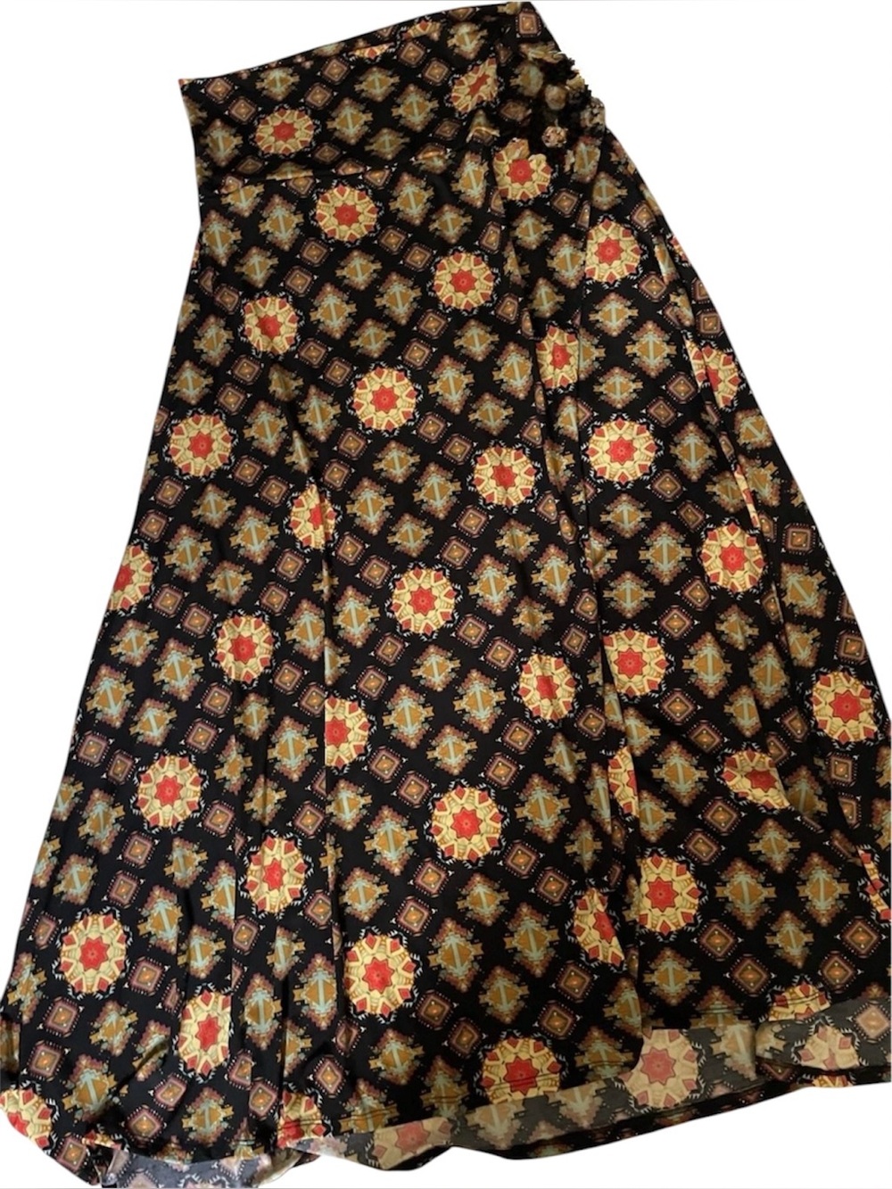 NWT LuLaRoe Black Maxi Skirt with Red and Gold Medallion Print